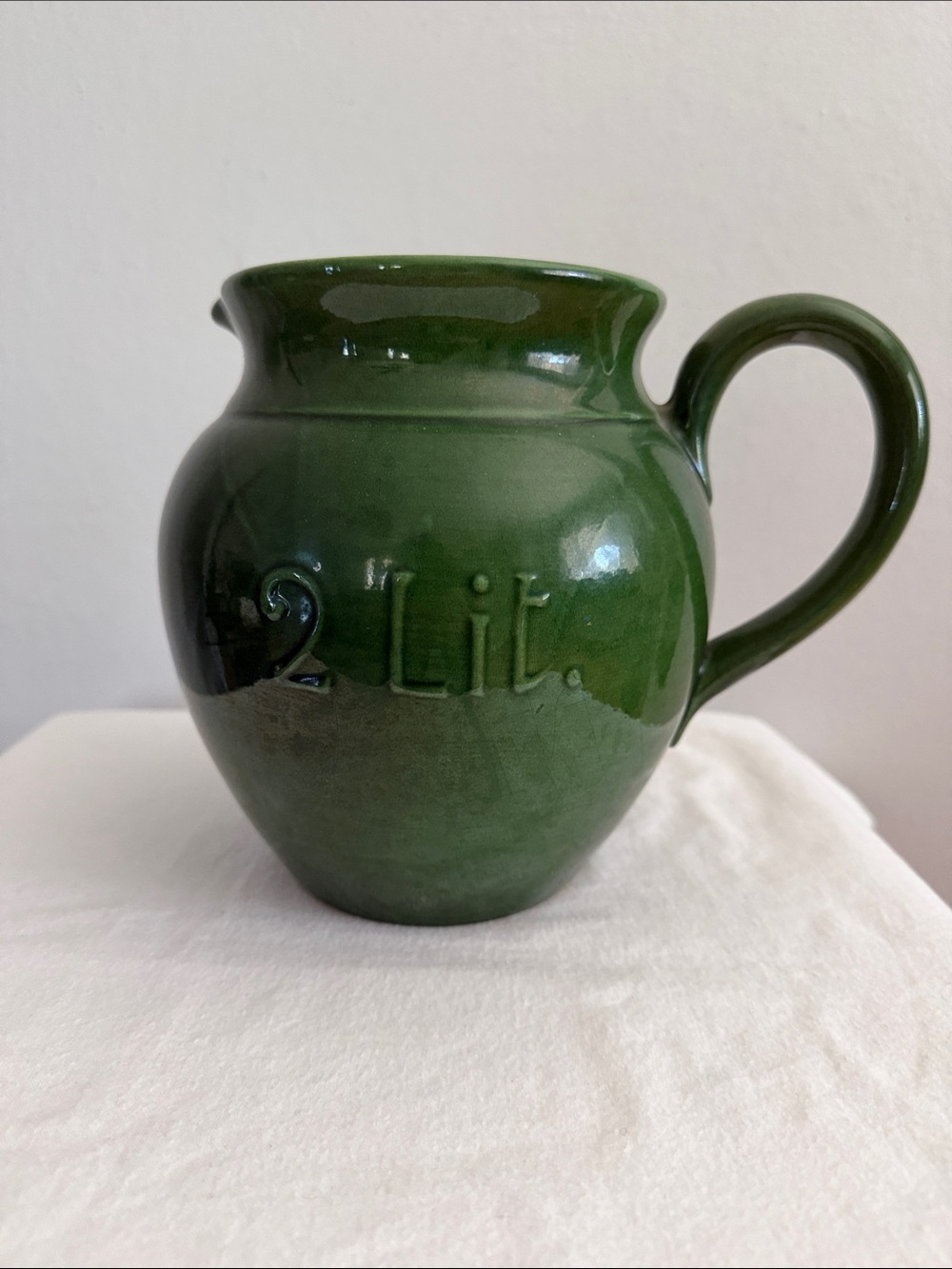 Williams-Sonoma Emerald Ceramic Pitcher - Made in Italy